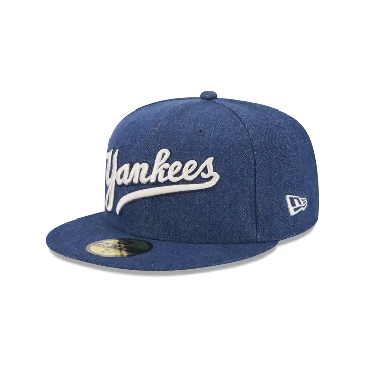CASQUETTE 59FIFTY EN JEAN NOIR MLB NEW YORK YANKEES BLK/GRN WS 1999