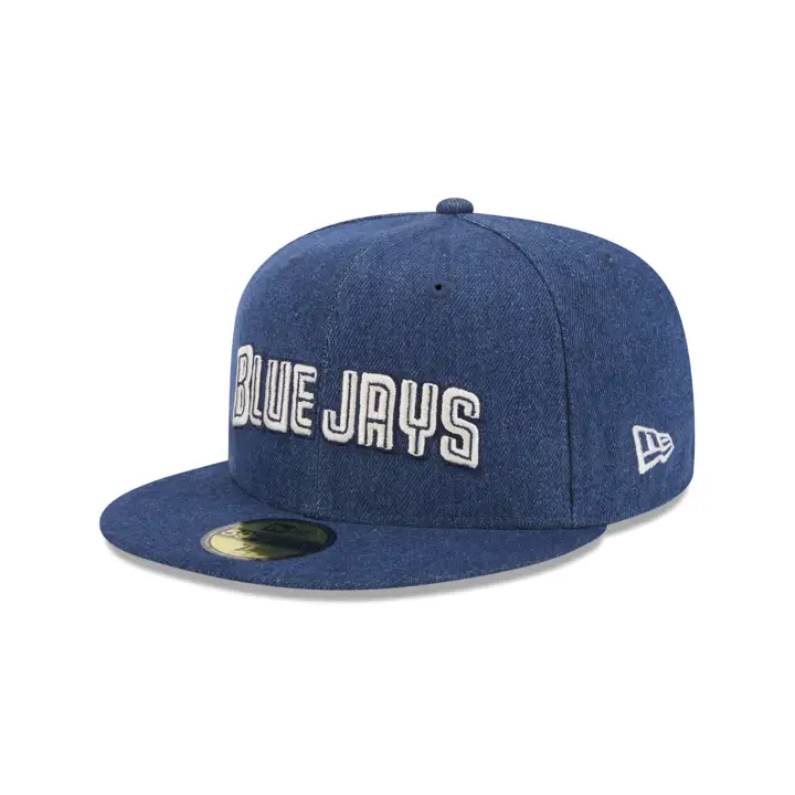CASQUETTE AJUSTÉE 59FIFTY EN JEAN NOIR DES BLUE JAYS DE TORONTO DE LA MLB – NOIR/VERT – 40E ANNIV.