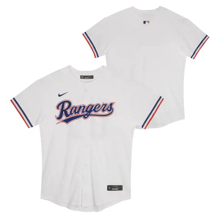 Maillot de match domicile blanc vierge MLB pour enfants Texas Rangers