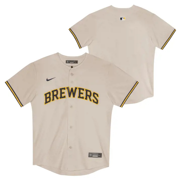 Maillot de match domicile blanc vierge pour enfant MLB des Milwaukee Brewers