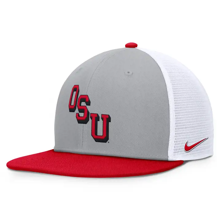 Ohio State Buckeyes NCAA NK Slanted Letter Mesh Snap gris/rouge
