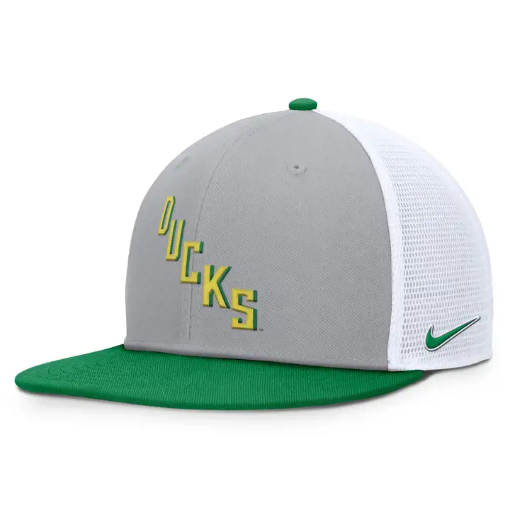 Oregon Ducks NCAA NK Casquette filet à lettres inclinées gris/ vert