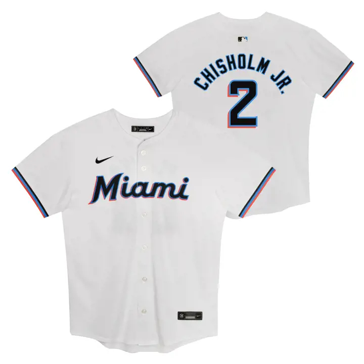 M Marlins MLB Enfants Maillot Joueur Domicile Jazz Chisholm Jr