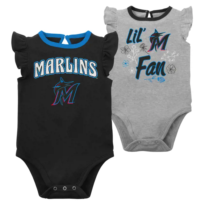 Ensemble de 2 pièces à volants pour nouveau-né Miami Marlins MLB, petit supporter, noir