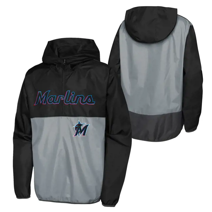 Miami Marlins MLB Coupe-vent à capuche Grand Slam enfant Noir