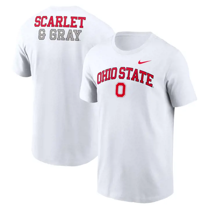 T-shirt coton à manches courtes avec slogan Ohio State Buckeyes Campus blanc