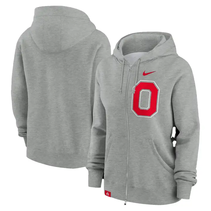Ohio State Buckeyes   Sweat à Capuche Zippé Oversize Varsity gris