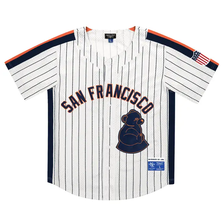 Maillot boutonnage rayé des Lions de mer de San Francisco EFF NLB