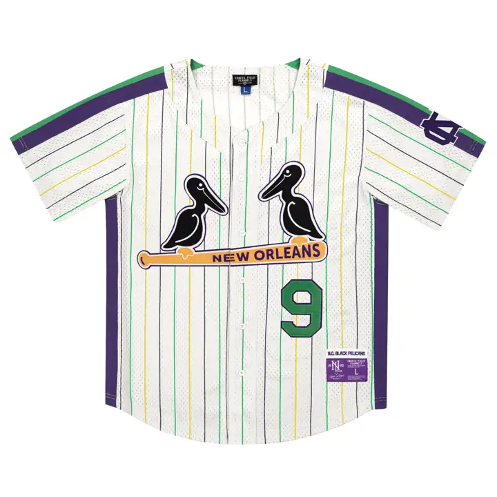 Nouveau maillot à rayures de baseball New Orleans Black Pelicans EFF NLB