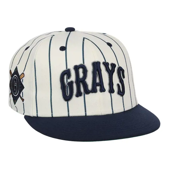 HOMESTEAD GRAYS EFF NLB Casquette ajustée rayée ivoire/marine