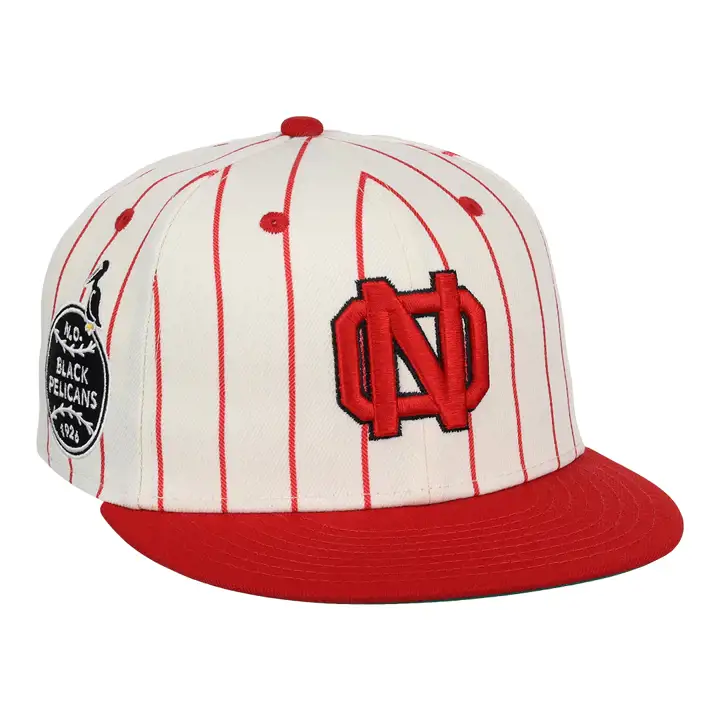 Casquette ajustée à rayures fines New Orleans Black Pelicans EFF NLB ivoire/rouge