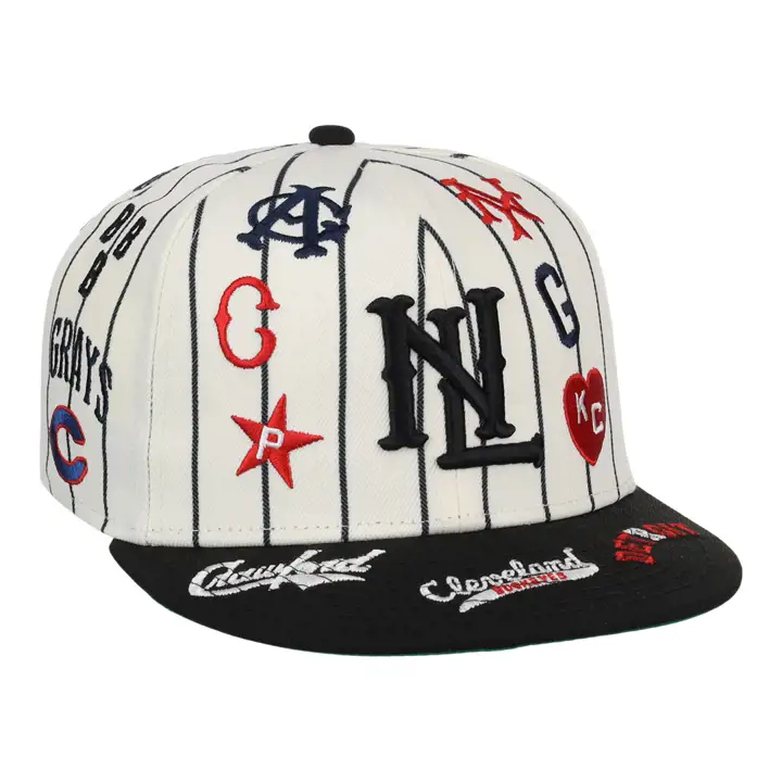 Negro League Baseball EFF NLB Casquette ajustée à rayures ivoire/noire