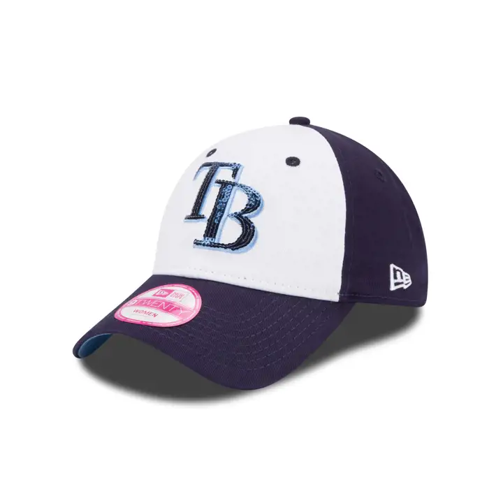 CASQUETTE FEMME 9TWENTY REGLABLE TAMPA BAY RAYS MLB GLIMMER BLANC MARINE NEW ERA