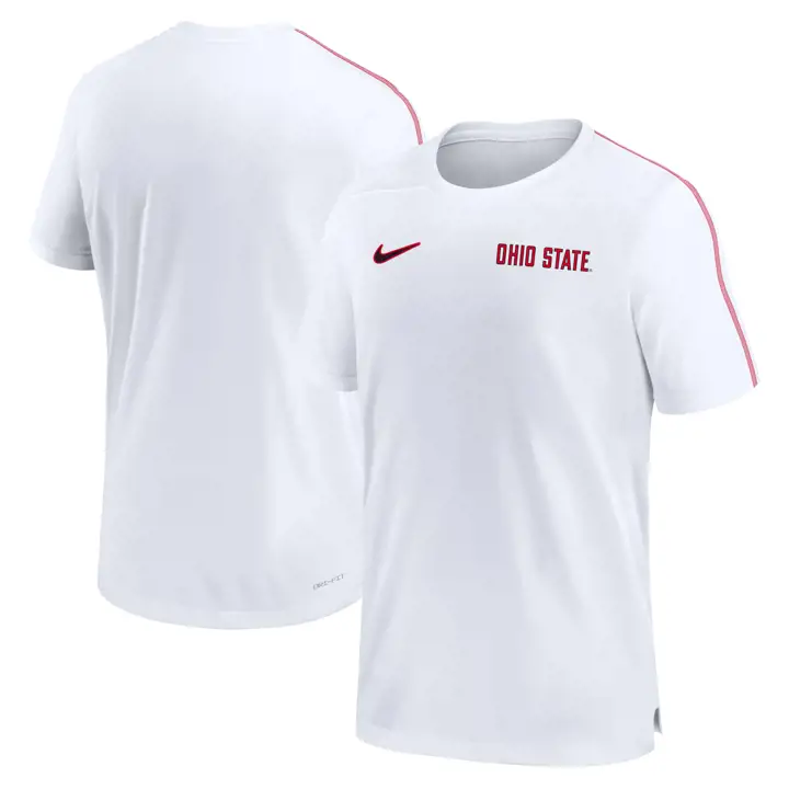 T-SHIRT EN TISSU ANTI-TRANSPIRATION ET ANTI-UV POUR ENTRAÎNEUR OHIO STATE BUCKEYES NCAA 24 BLANC