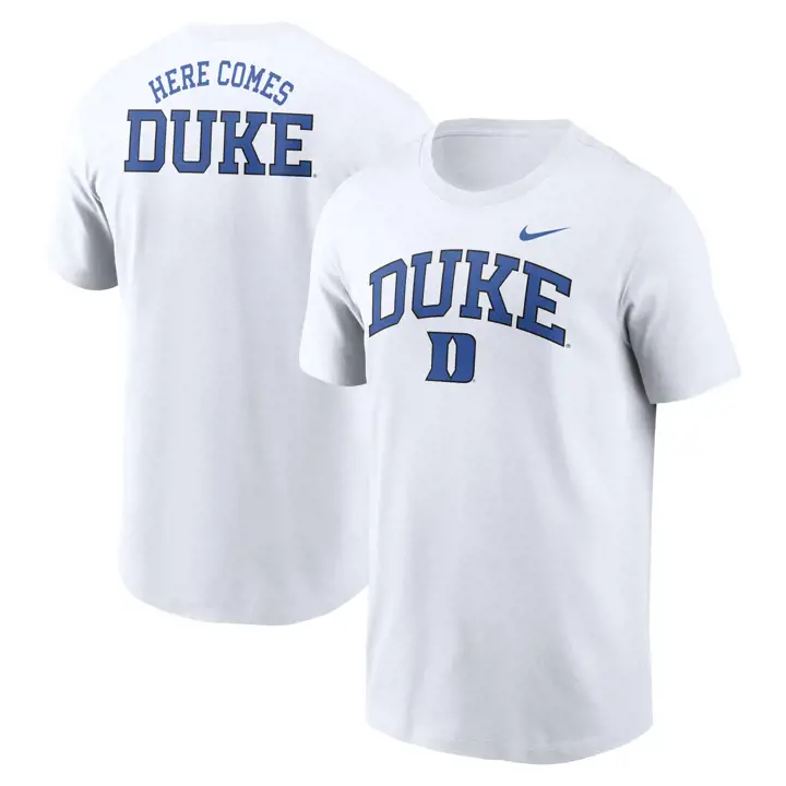 T-SHIRT COTON BLANC SLOGAN CAMPUS NCAA DUKE BLUE DEVILS 24