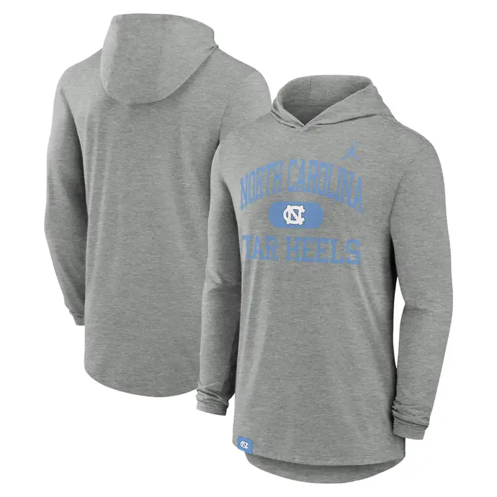 T-SHIRT À CAPUCHE MANCHES LONGUES NCAA NORTH CAROLINA TAR HEELS 24 GRIS FONCÉ