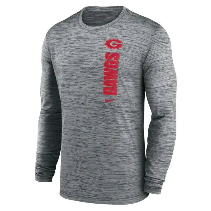 T-SHIRT MANCHES LONGUES GEORGIA BULLDOGS NCAA DRIFIT VELOCITY 24 GRIS FONCÉ