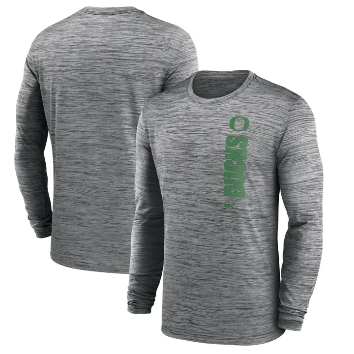 TEE-SHIRT À MANCHES LONGUES OREGON DUCKS NCAA DRIFIT VELOCITY 24 GRIS FONCÉ