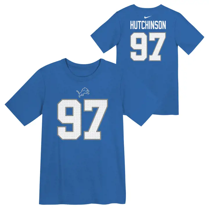 DETROIT LIONS NFL Enfants T-shirt Joueur N&N BLEU Aidan Hutchin