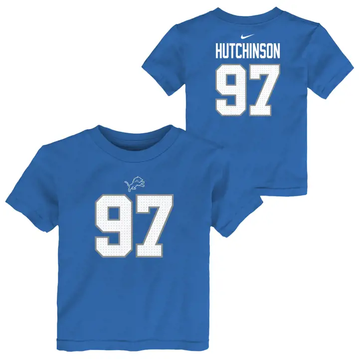 T-shirt Detroit Lions NFL Enfant N&N Joueur BLEU Aidan Hutc