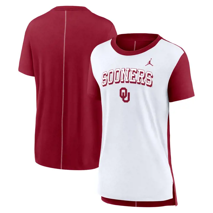 T-shirt femme supportrice en tissu tri-mélange NCAA OKLAHOMA SOONERS 24 BLANC