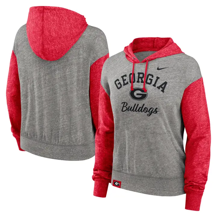 GEORGIA BULLDOGS NCAA SWEAT À CAPUCHE FEMME VINTAGE GYM 24 GRIS