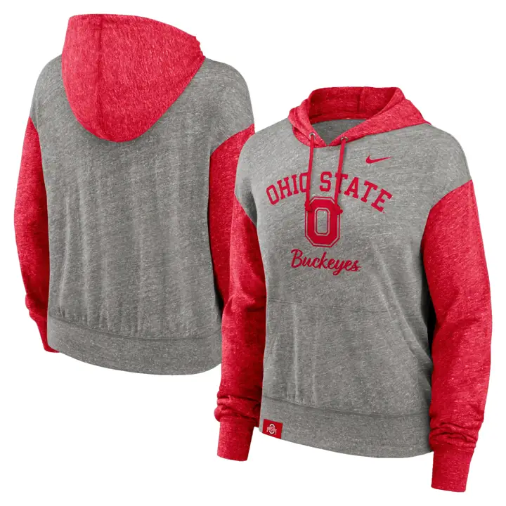 OHIO STATE BUCKEYES NCAA SWEAT À CAPUCHE FEMME VINTAGE GYM 24 GRIS