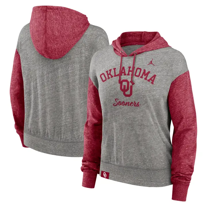 OKLAHOMA SOONERS NCAA FEMME VINTAGE GYM HOOD 24 GRIS