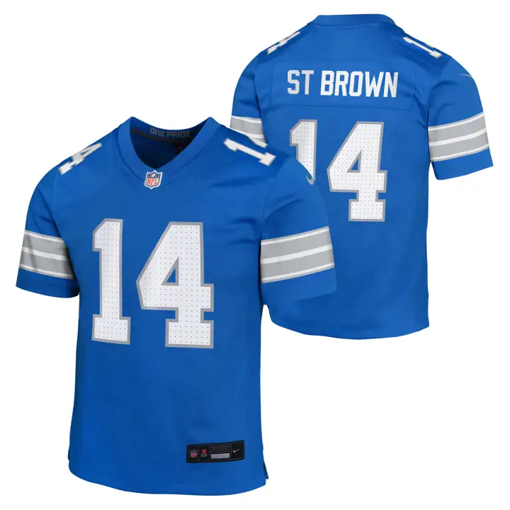 Maillot de match NFL enfant Detroit Lions BLUE Amon-Ra St Brown