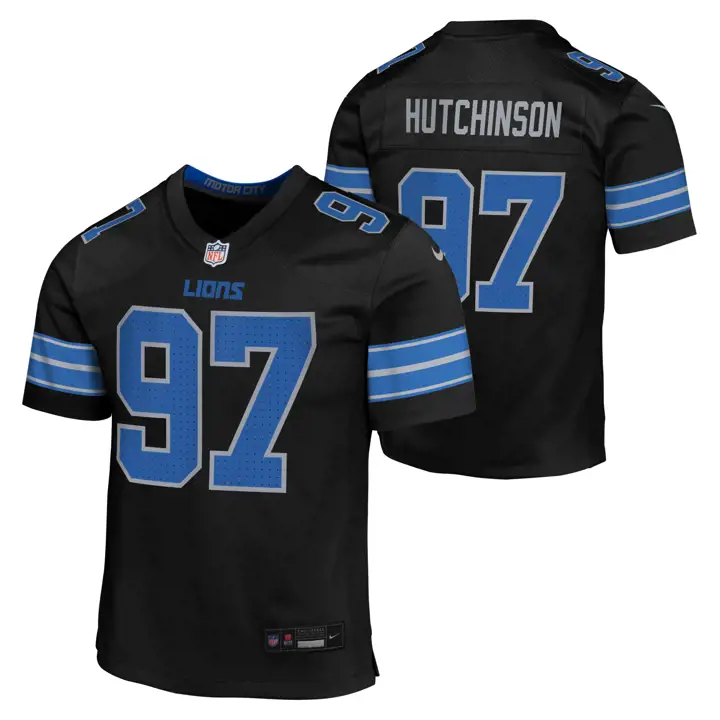 Detroit Lions NFL Youth ALT 2 Maillot de match BLK Aidan Hutchins