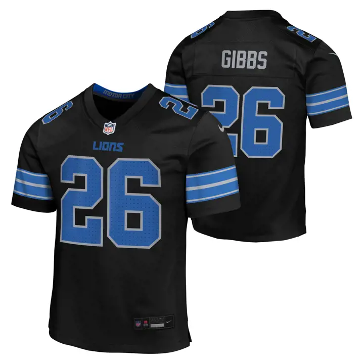 Maillot NFL Detroit Lions Youth ALT 2 Game BLK Jahmyr Gibbs
