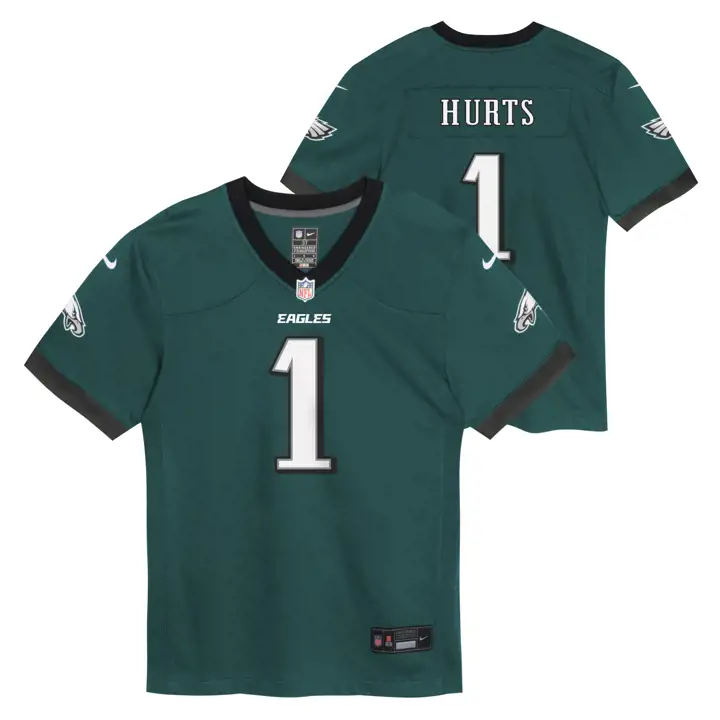 Maillot de jeu NFL Philadelphia Eagles pour tout-petits, couleur TEAL, Jalen Hurts