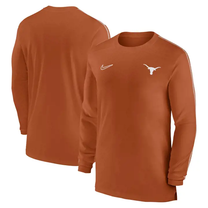 T-SHIRT MANCHES LONGUES EN DRI-FIT NCAA TEXAS LONGHORNS ENTRAÎNEURS 24 ORG