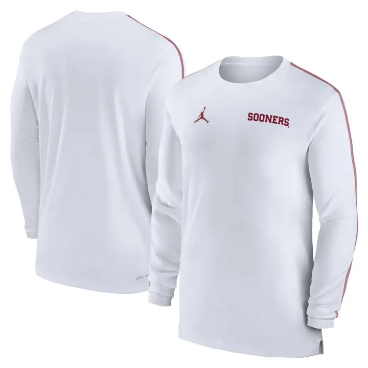 T-SHIRT MANCHES LONGUES EN DRFIT D'ENTRAÎNEUR NCAA OKLAHOMA SOONERS 24 BLANC