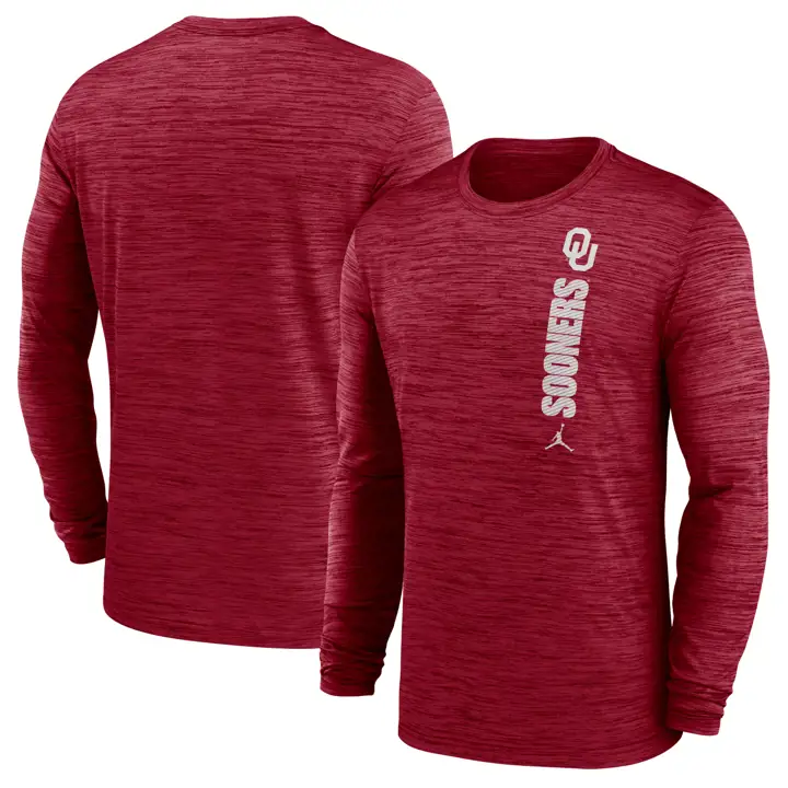 OKLAHOMA SOONERS NCAA T-SHIRT MANCHES LONGUES DRI-FIT VELOCITY 24 CRIMSON