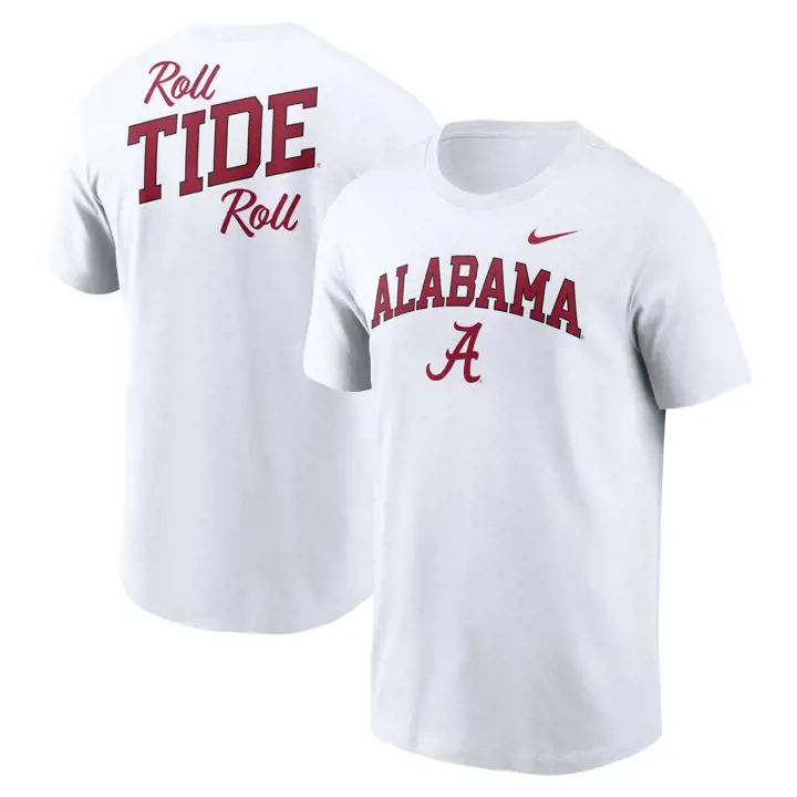 T-SHIRT ALABAMA CRIMSON TIDE NCAA COTTON CAMPUS SLOGAN 24 BLANC