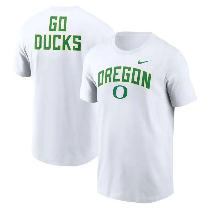 T-SHIRT OREGON DUCKS NCAA COTTON SLOGAN SUR LE CAMPUS 24 BLANC