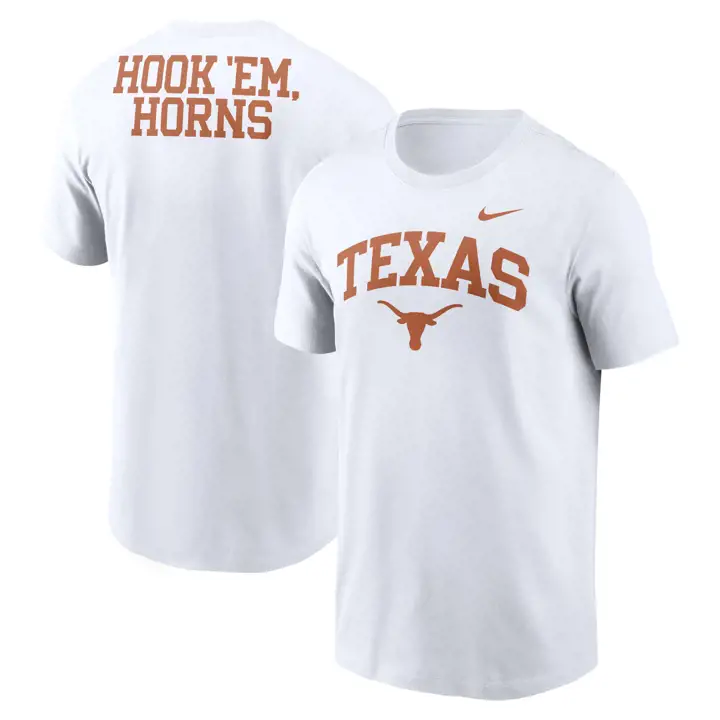 T-SHIRT TEXAS LONGHORNS NCAA COTTON SLOGAN CAMPUS 24 BLANC