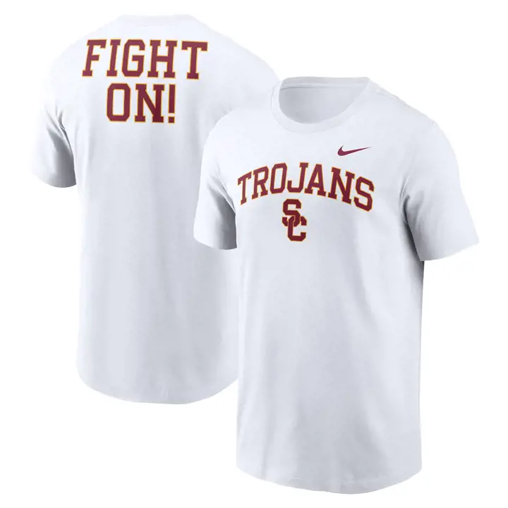 T-SHIRT USC TROJANS NCAA COTTON CAMPUS SLOGAN 24 BLANC