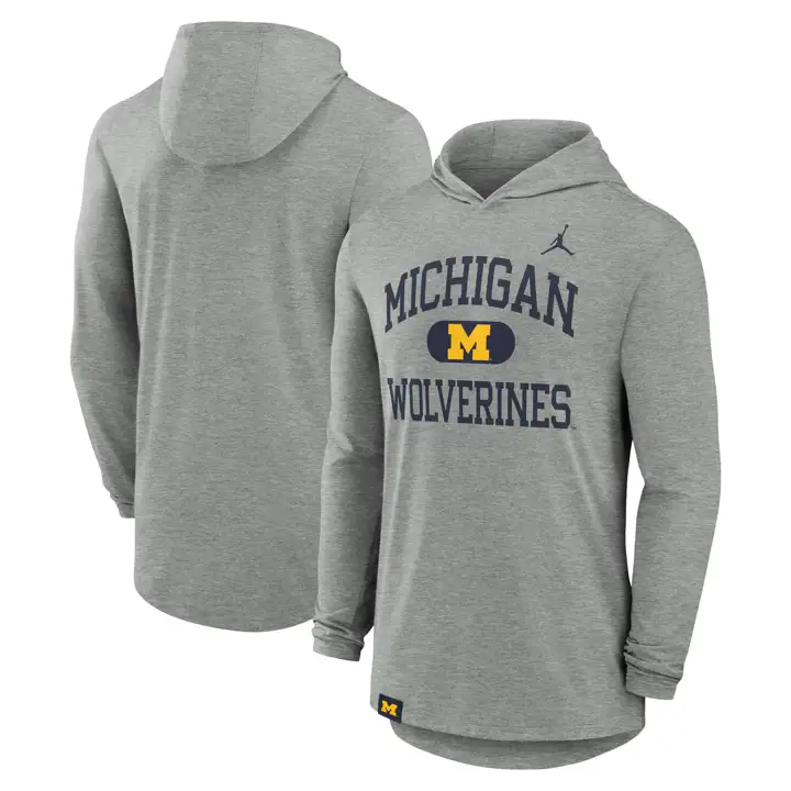 T-shirt à capuche manches longues NCAA Michigan Wolverines 24 GRIS