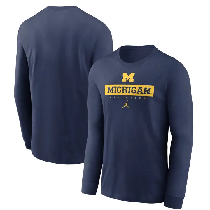 T-SHIRT MANCHES LONGUES MICHIGAN WOLVERINES NCAA TEAM ISSUE 24 NAVY