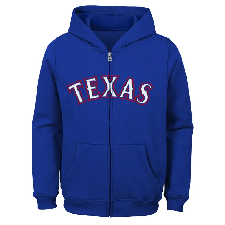 Texas Rangers MLB Youth Wordmark FZ Hoodie RBL