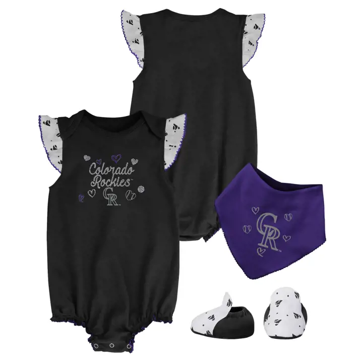 Bavoir et chaussons à volants Colorado Rockies MLB Nouveau-né