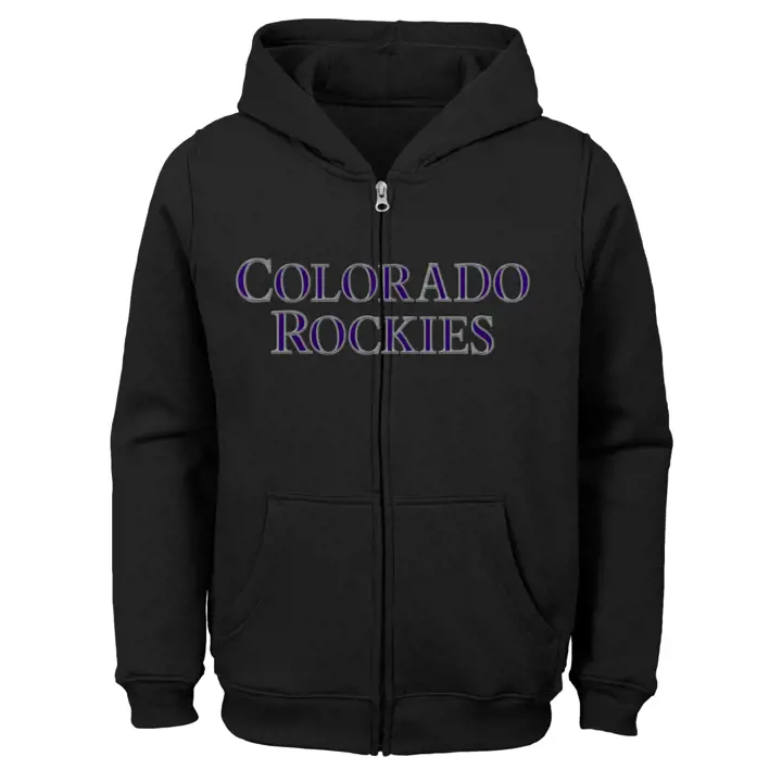 Colorado Rockies MLB Sweat à Capuche Entièrement Zippé Jeunesse Wordmark Noir