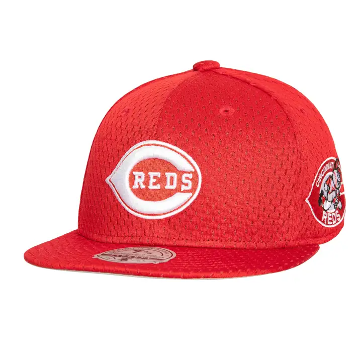 CASQUETTE AJUSTÉE EN MAILLE M&N BP MLB CINCINNATI REDS ROUGE/VERT