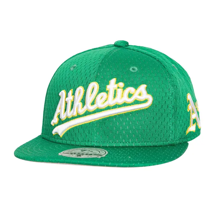 Casquette ajustée en maille BP M&N MLB Athletics d'Oakland verte/grise