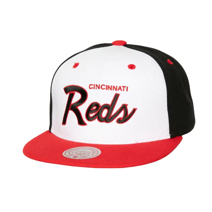 CASQUETTE SNAPBACK MLB CINCINNATI REDS M&N BLOCK SCRIPT BLANC/NOIR/ROUGE