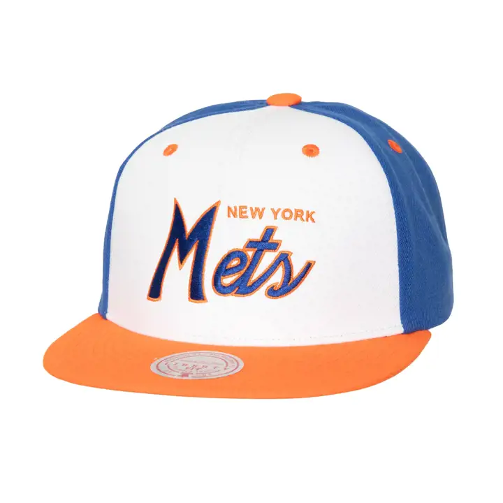 NEW YORK METS MLB M&N BLOCK SCRIPT SNAP BLANC/BLEU ROYAL/ORANGE