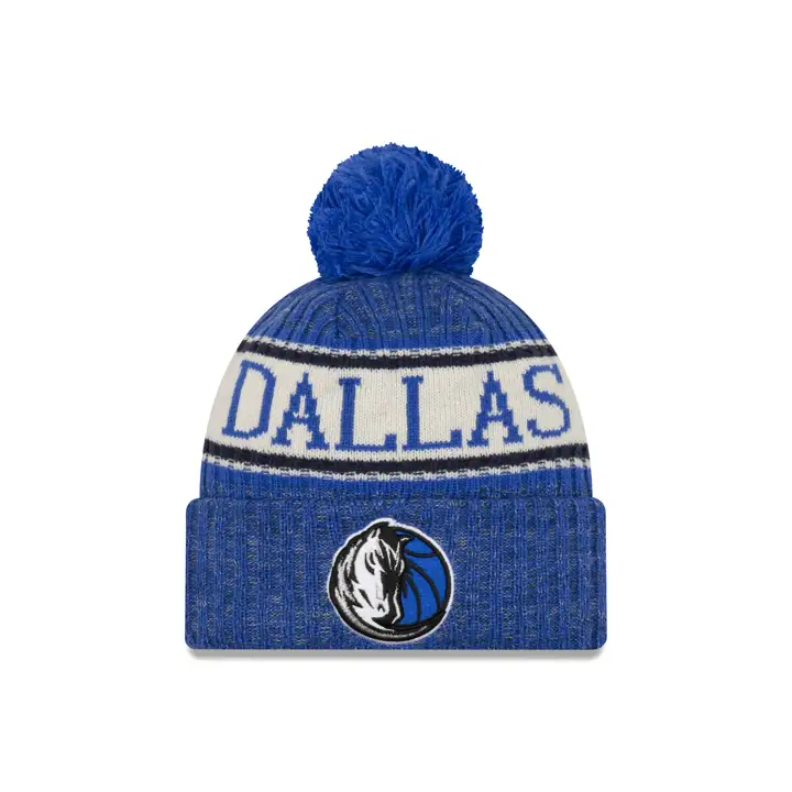 Dallas Mavericks NBA Sport Pom Bonnet BLEU/BLANC/BLEU