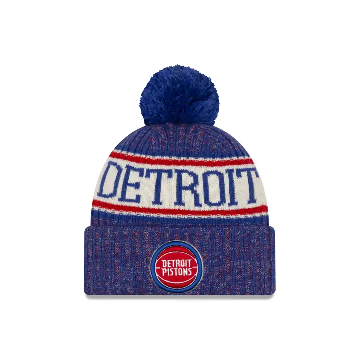 Detroit Pistons NBA Sport Pom Bonnet en maille BLEU/BLANC/BLEU